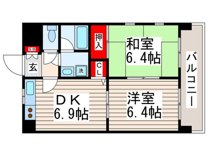 アビタシオン葛西(2DK/9階)の間取り写真