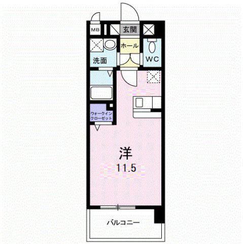 エルモソ ピソ(1K/3階)の間取り写真