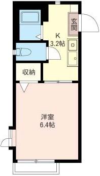 ヴィラ調布(1K/2階)の間取り写真
