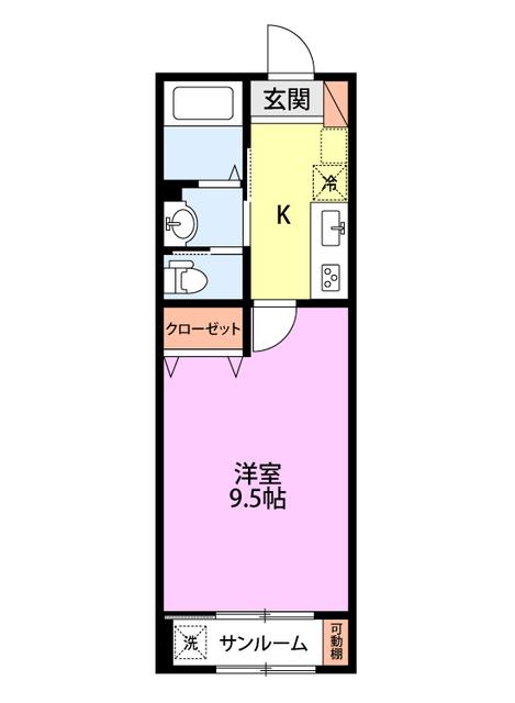 アルヴィータ(1K/1階)の間取り写真