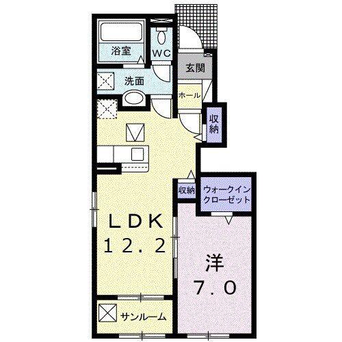 ラ カーサ フェリーチェ A(1LDK/1階)の間取り写真