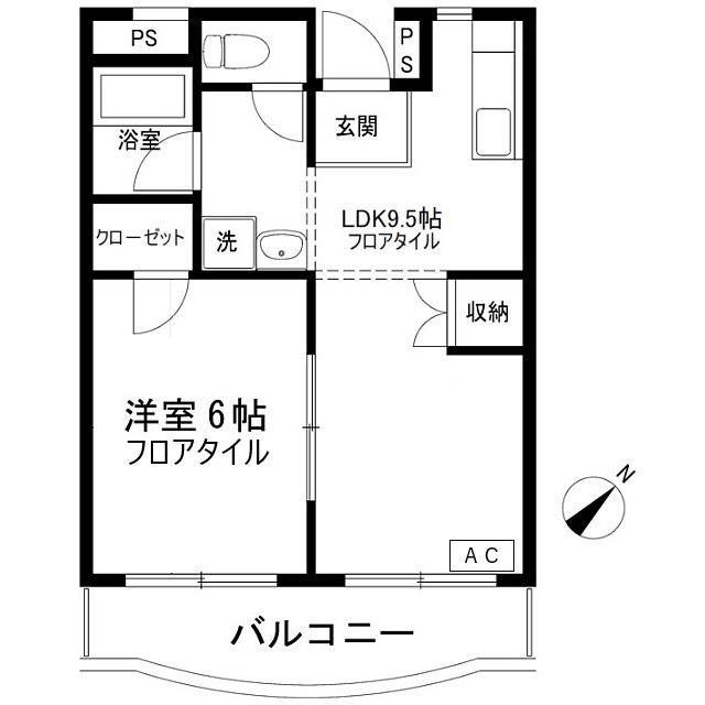 グリーンプラザ御園2号棟(1LDK/1階)の間取り写真