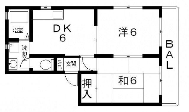 フレグランス(2DK/1階)の間取り写真