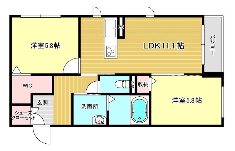 グレイス ヴィラ(2LDK/3階)の間取り写真