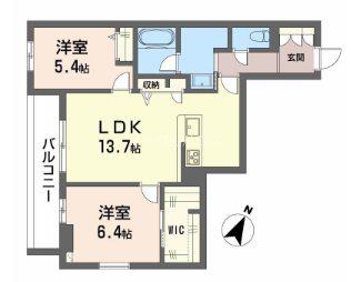 シャーメゾン上大利レジデンス(2LDK/3階)の間取り写真