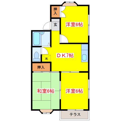 フラッツコム(3DK/1階)の間取り写真