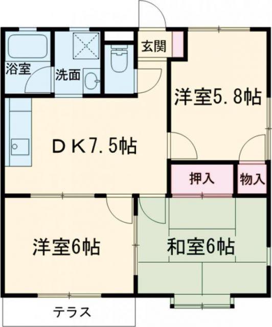 コーポラス天神II(3DK/1階)の間取り写真