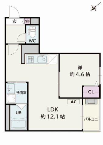 JACK YAWATA IV(1LDK/2階)の間取り写真
