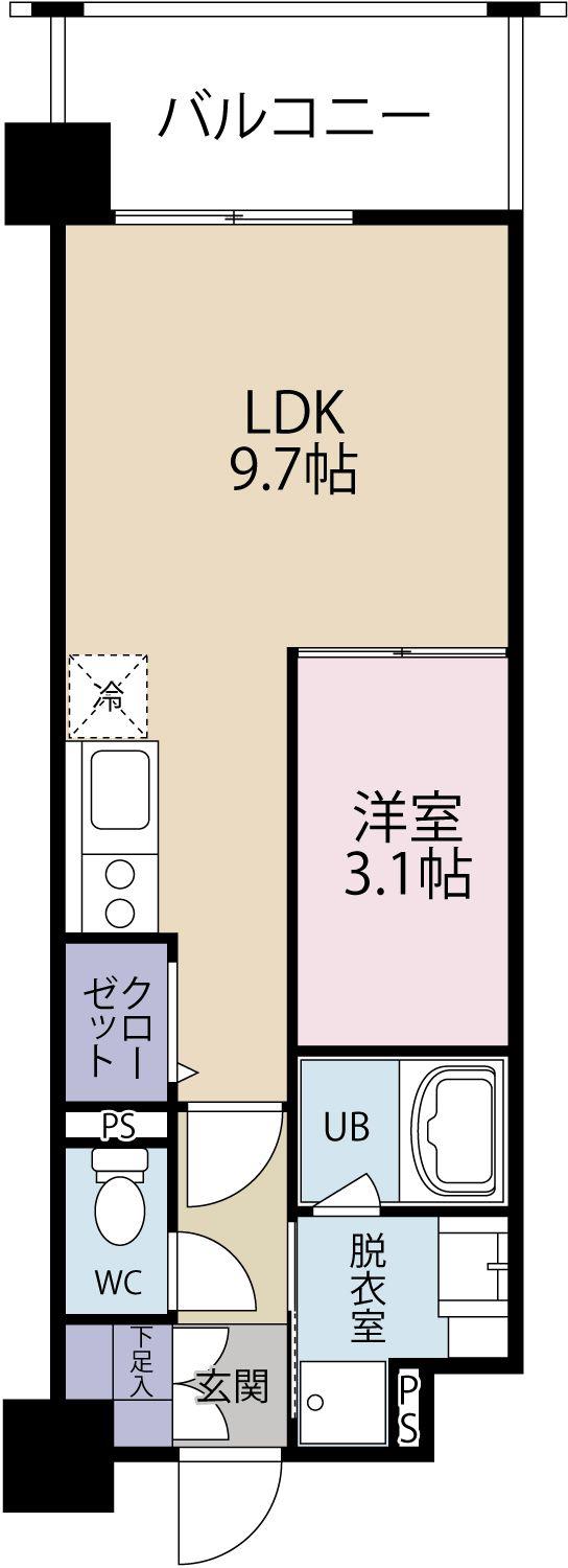 エアポート博多ワード(1LDK/2階)の間取り写真