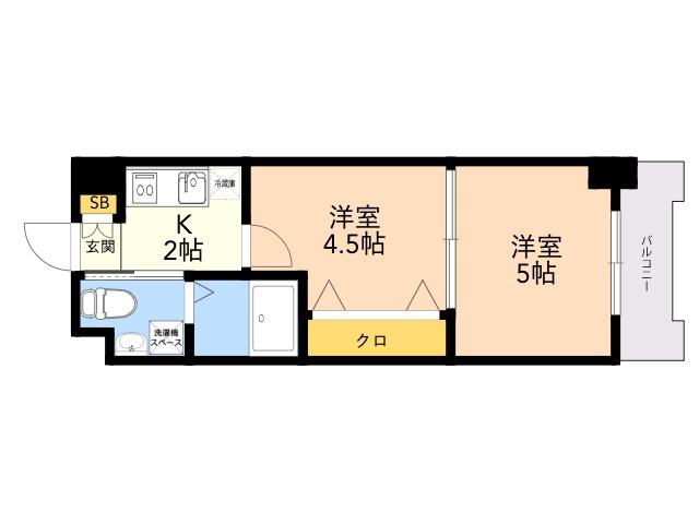 アイセレブ薬院(2K/2階)の間取り写真