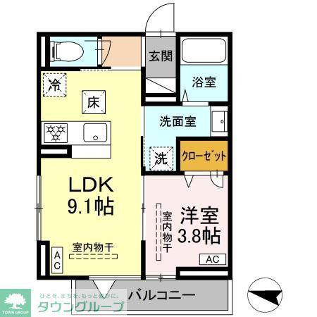 ルドベキア湘南台(1LDK/1階)の間取り写真
