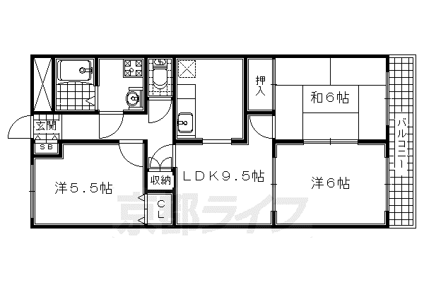 ハイツ北尾(3LDK/4階)の間取り写真