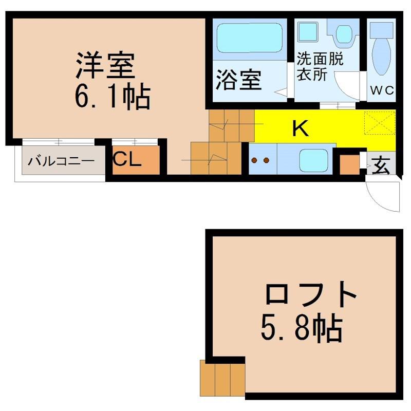 ステラート新瑞橋(1SK/1階)の間取り写真
