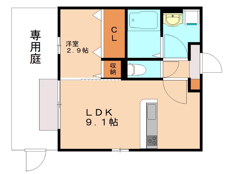 D-ROOM下富野(1LDK/3階)の間取り写真