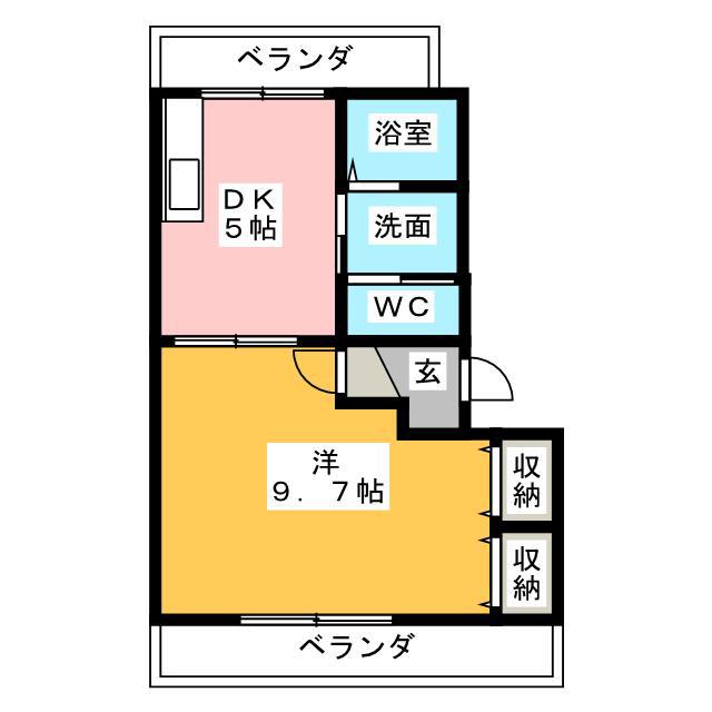 ロイヤル茂(1DK/2階)の間取り写真