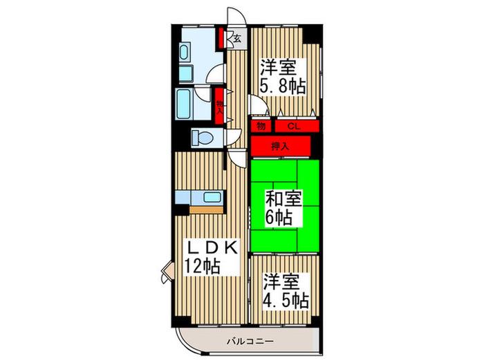 ロイヤルハイツ朝霞台(3LDK/3階)の間取り写真