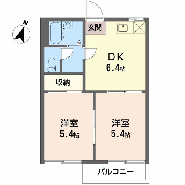 タウニー江南 A(2DK/2階)の間取り写真