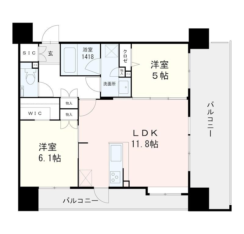 パークスクエア比恵(2LDK/3階)の間取り写真