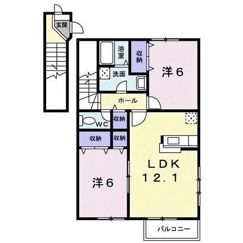 シンサリティ.MII A(2LDK/2階)の間取り写真