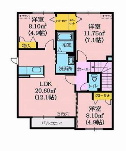 シャーメゾンGLANZ(3LDK/2階)の間取り写真