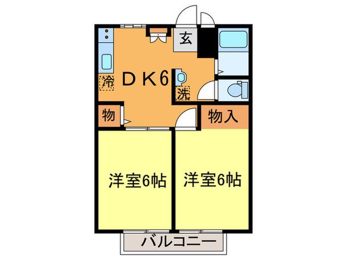 グリーンハイツD(2DK/2階)の間取り写真