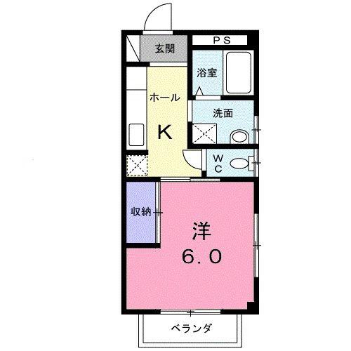 コーポみなみ2(1K/1階)の間取り写真
