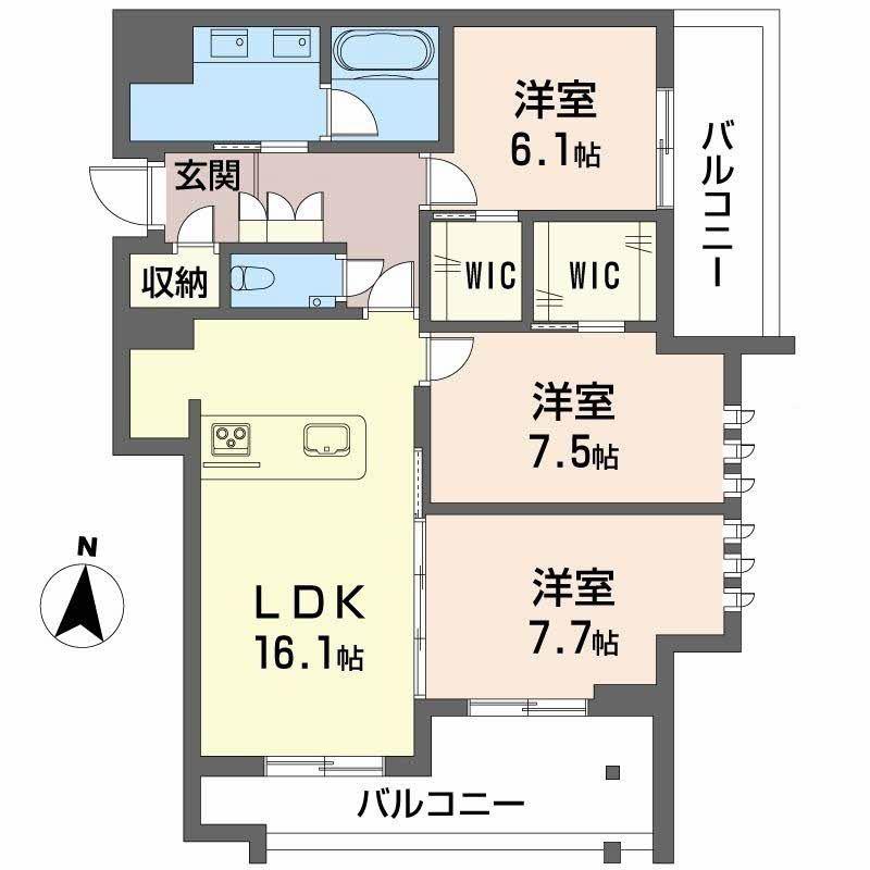 ザ・シグマ上杉(3LDK/3階)の間取り写真