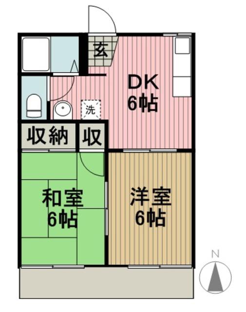 ホワイトアピア(2DK/1階)の間取り写真