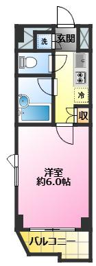 ルーブル武蔵小杉(1K/3階)の間取り写真