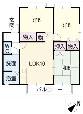 シャルムT B棟(3LDK/1階)の間取り写真