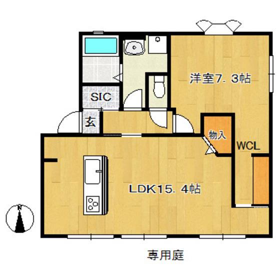ハイツコスモスA棟(1LDK/1階)の間取り写真