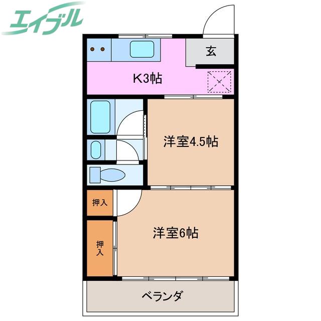 コーポITO(2K/3階)の間取り写真