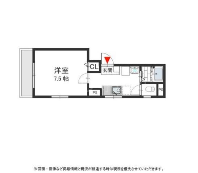 ドミール 北河堀(1K/2階)の間取り写真