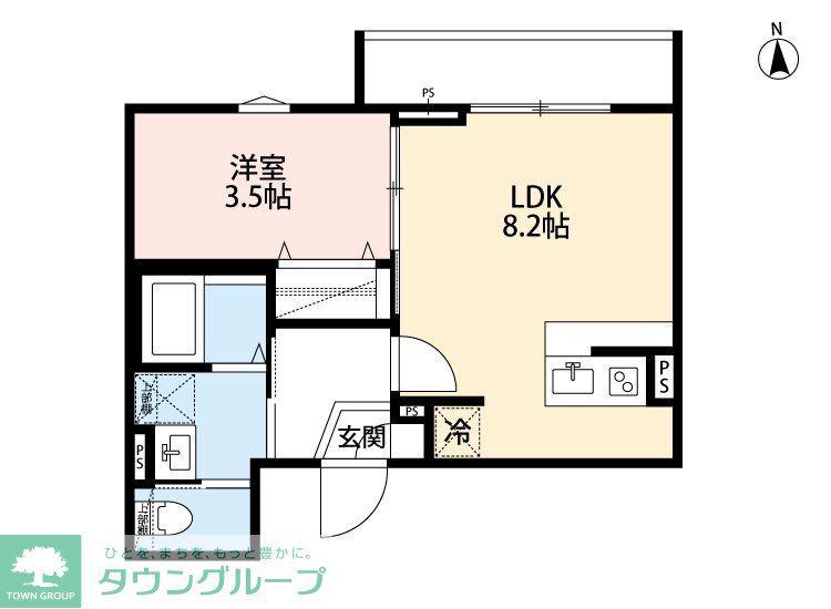 ROKUCHO PARK FRONT(1LDK/1階)の間取り写真