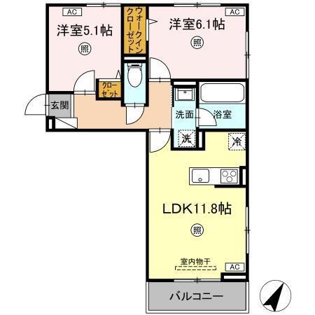 D-RESENA丸山S(2LDK/3階)の間取り写真