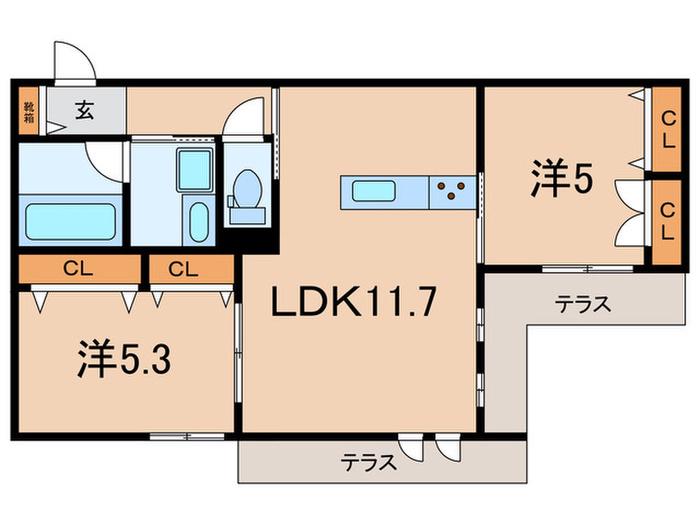 マグノリア岡本(2LDK/1階)の間取り写真