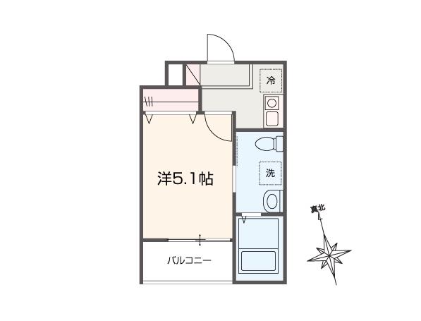 MELLAS川口(1K/3階)の間取り写真