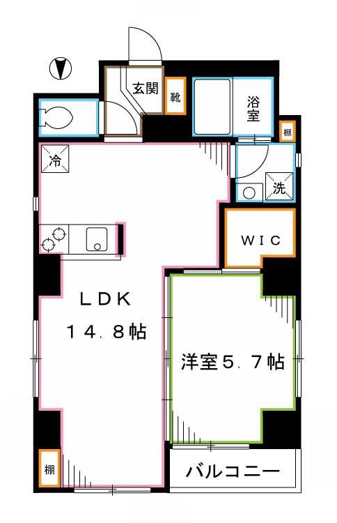 モン・シャトー中野桃園館(1LDK/2階)の間取り写真