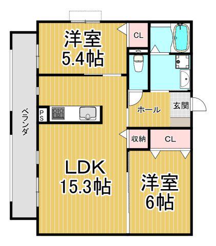 MAISON LUMIERE(2LDK/1階)の間取り写真