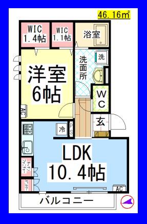 AF キアヌ(1LDK/3階)の間取り写真