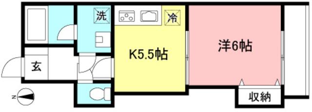 MAPLE COURT(1DK/2階)の間取り写真