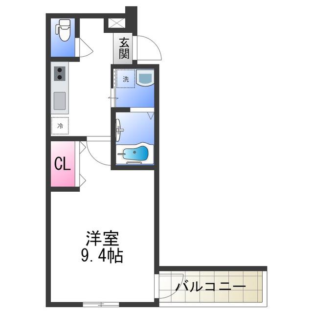 リヴェール助松(1K/2階)の間取り写真
