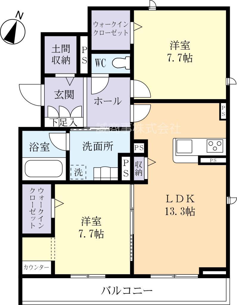 レスタシア(2LDK/2階)の間取り写真