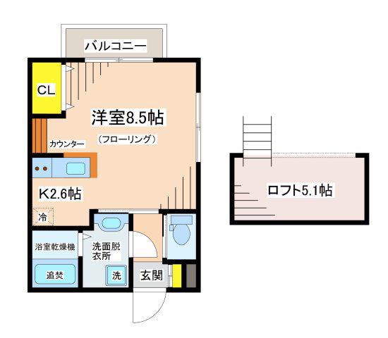 LUMOS吉祥寺(1K/2階)の間取り写真