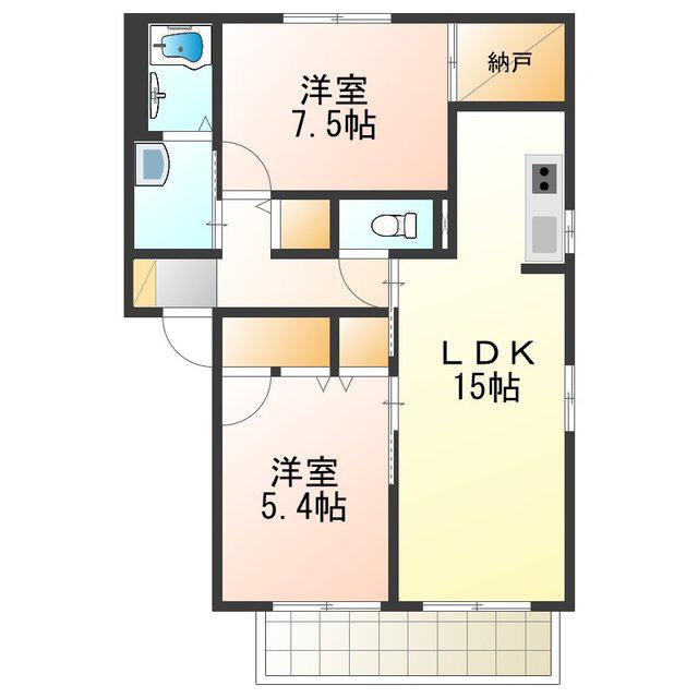記念石台B棟(2LDK/2階)の間取り写真