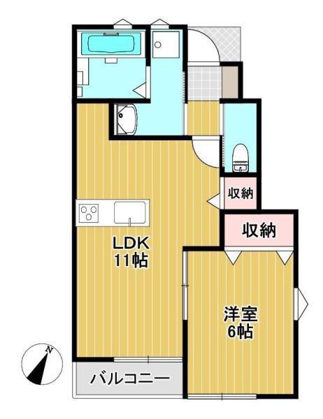 LBLOOM納楚 B棟(1LDK/1階)の間取り写真
