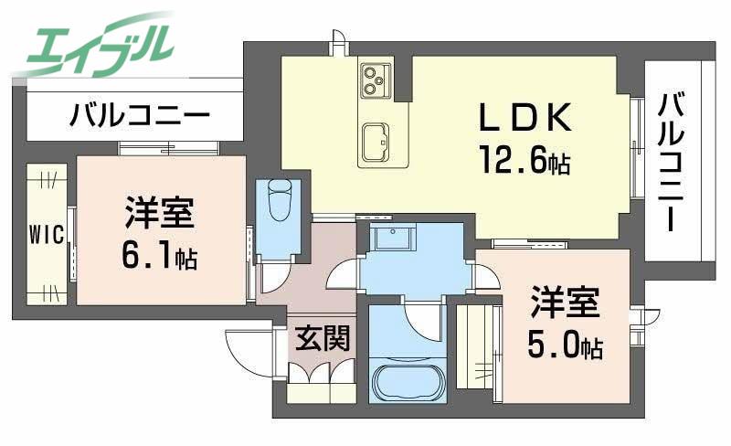 ノルディア野田(2LDK/3階)の間取り写真