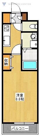 ファーストクラス空港西(1K/1階)の間取り写真