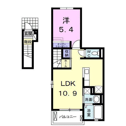 アイラビスタ I(1LDK/2階)の間取り写真