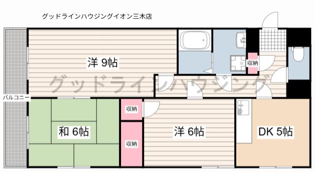 オークハイツ神明Ⅰ(3DK/3階)の間取り写真